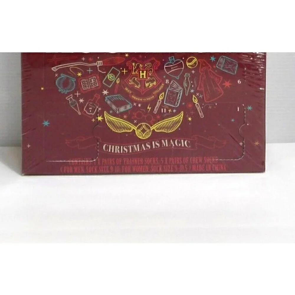 HARRY POTTER Hogwarts Christmas Magic 12 Days of Socks Calendar, Adult size, NEW